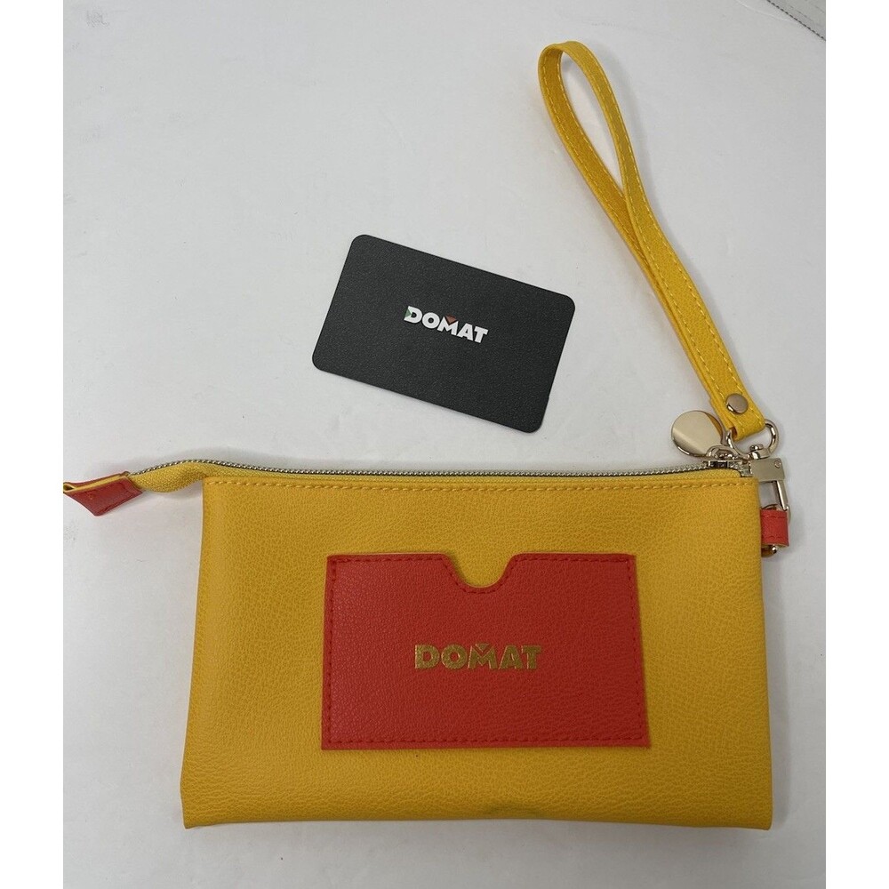 Domat Yellow Orange Zip Up Wristlet 7x4"